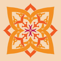 Flower seamless pattern orange tone and light orange background set 6 number 6