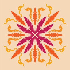 Flower seamless pattern orange tone and light orange background set 6 number 4