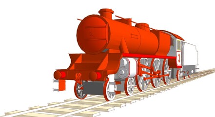 locomotive vintage machinery 3D illustration
