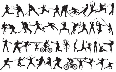 Set of vector silhouettes of people in sports