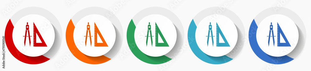 Poster geometry, education vector icon set, flat icons for logo design, webdesign and mobile applications, 