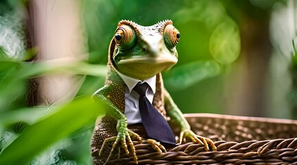 Funny and Weird Concept of Chameleon Businessman
