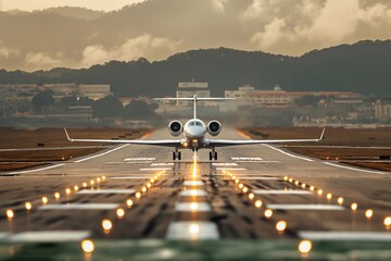 business jet landing