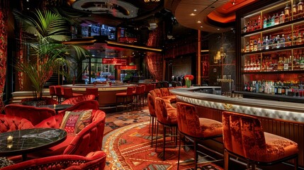 VIP and High Roller Areas: An image of a high roller room in a casino, with plush seating and a private bar