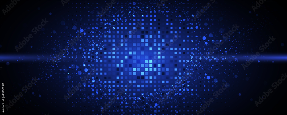 Poster Abstract Technology Digital Circles of Particles. Futuristic Background. Big Data Visualization. Cyber Concept.