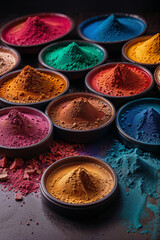 Assorted Mica Powder Pigments in Clear Jars on Neutral Background.