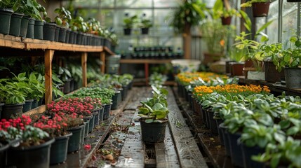 A Symphony of Greenery: A Greenhouse Abloom. Generative AI