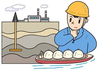 エネルギー問題のイラスト - 地下資源開発・地下ガス田・LNG・液体天然ガス