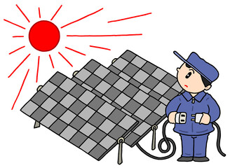 エネルギー問題のイラスト - 太陽光発電・ソーラーパネル・再生可能エネルギー