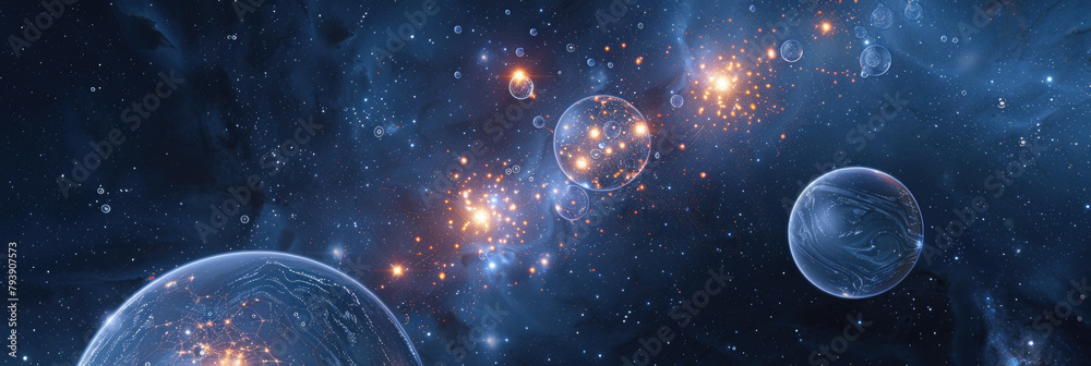 Canvas Prints multiple planets are suspended in the sky, appearing to defy gravity. each planets unique features a
