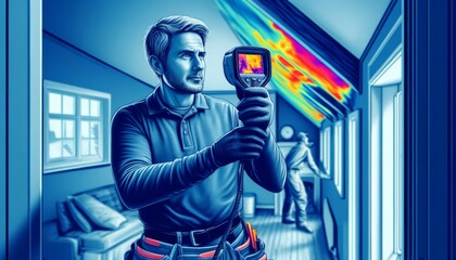 Illustrated Energy Auditor with Thermal Camera
