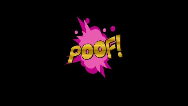 Poof text animation with comic style. POOF Comic Text and Speech  Animation. 