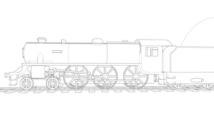 locomotive vintage machinery 3D illustration