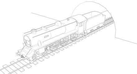 locomotive vintage machinery 3D illustration