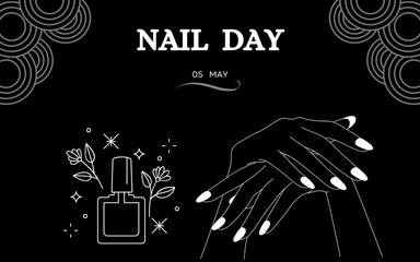 BLACK AND WHITE NAIL  Day   TEMPLATE DESIGN 