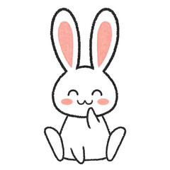 座っている笑顔のうさぎのイラスト