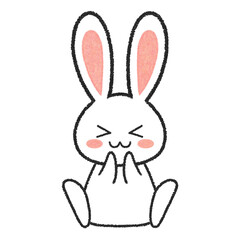 座っている笑顔のうさぎのイラスト