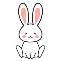 眠そうなうさぎが座っているイラスト