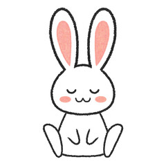 座って寝ているうさぎのイラスト