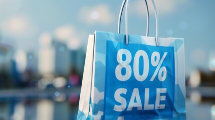 80% SALE text on shopping bag