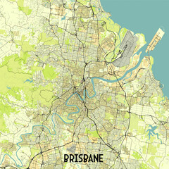 Brisbane Australia map poster art