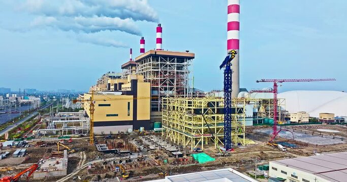 Aerial view of power plant industrial building