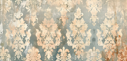 An elegant, vintage wallpaper pattern, its colors faded over time to a subtle and sophisticated palette,. 32k, full ultra hd, high resolution
