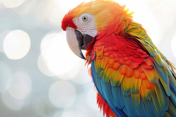 A parrot perches, a splash of color