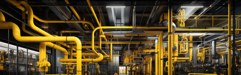 The installation of indoor pipe systems is a crucial aspect of modern factory design, integrating infrastructure to support the facility's operational needs..