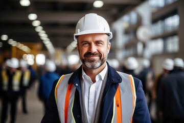 Portrait of confident mature warehouse worker standing with arms crossed in warehouse