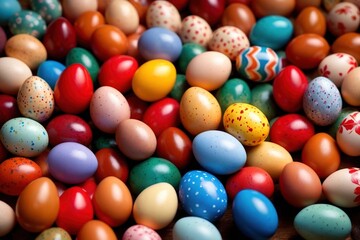 Fototapeta na wymiar Colorful assorted easter eggs, festive celebration tradition, variety and diversity
