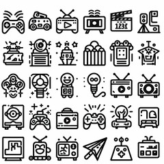 outline entertainment icon set silhouette vector illustration white background