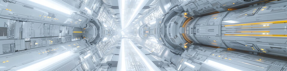 Scifi cyber space age material power charge chamber multifunctional background room.Sci-fi facility. space station. flowing energy mechanism. Scifi space ship. sci-fi hand edited AI. 