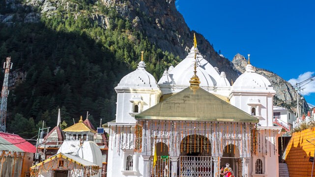 Gangotri Temple the origin of the River Ganges and seat of the goddess Ganga is a holy place in India