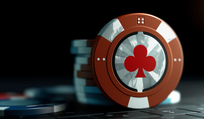 High-Quality Poker Chips on Dark Background