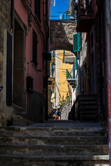 Magic of the Cinque Terre. Colors of the houses and the sea of ​​Corniglia