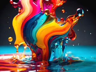 Viscous oil paint with splashes Abstract style splash, blast, splash. Beautiful pastel colors. - obrazy, fototapety, plakaty