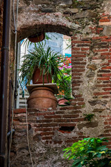 Fototapeta na wymiar Magic of the Cinque Terre. Colors of the houses and the sea of ​​Corniglia