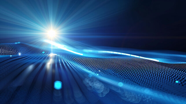 Blue technology abstract photon background image, particle light convergence advance technology background