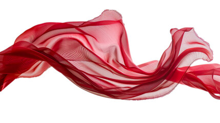 Translucent red silk fabric flowing gracefully with a light wavy texture