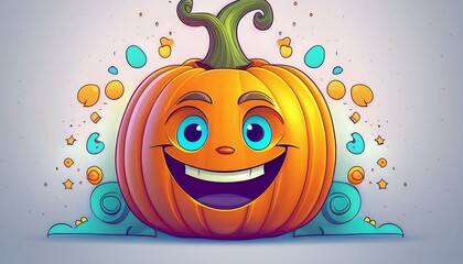 funny pumpkin with happy face illustration for autumn and halloween 