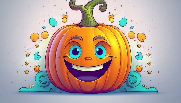 funny pumpkin with happy face illustration for autumn and halloween 