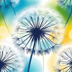 Obraz premium Flower dandelion on background of sunset. Spring nature background