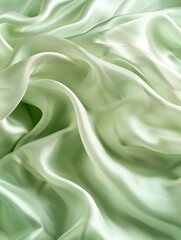Obraz premium A soft, flowing background of light green fabric with subtle waves and folds, creating an elegant and dreamy atmosphere The color is vibrant yet harmonious, perfect for conveying the gentle nature or