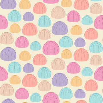 Seamless pattern of colourful abstract sea urchins.