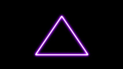 Glowing borders isolated on black background. Gradient neon triangle frames.