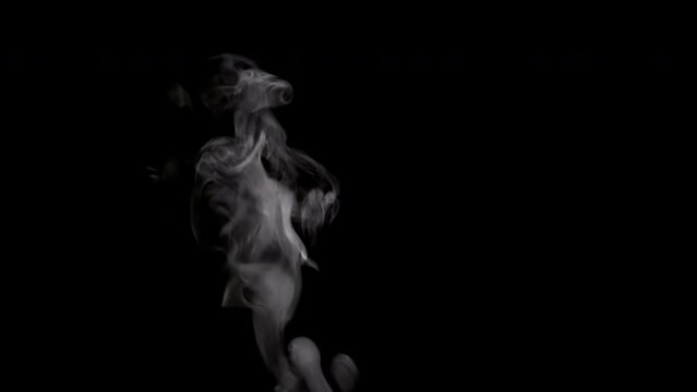 Steam Rises From the Cup. White smoke on black background. Motion at a rate of 240 fps