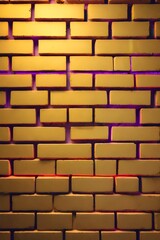 Brick wall with neon  lights. Abstract background and texture for design.