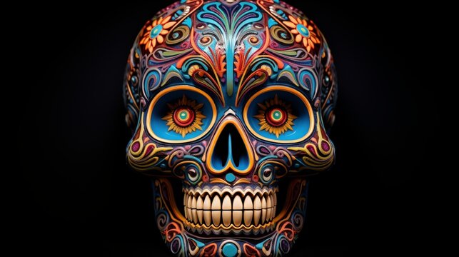 Ornate and Vibrant Mexican Day of the Dead Calavera Skull Art