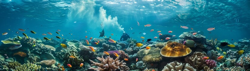 Obraz premium Underwater coral reef with tropical fish